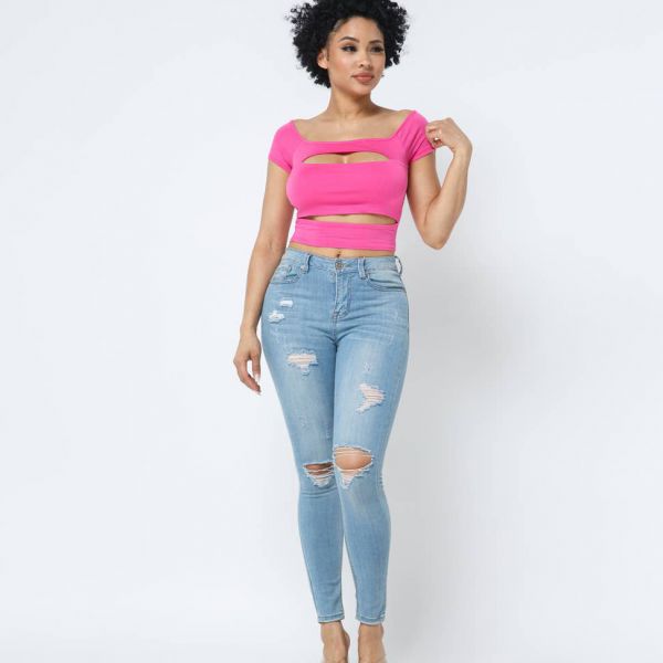 Love J Yasmin trikootoppi pinkki-5