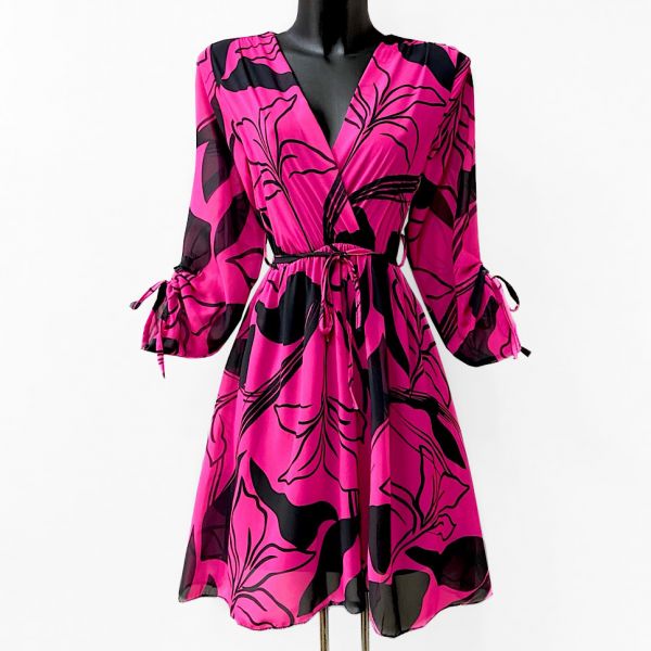 Elle Diane kuvioitu mekko fuksia-1