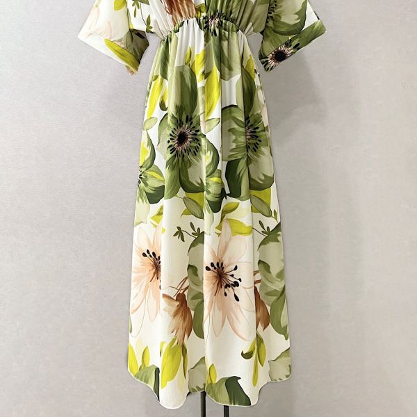 Elle Maria kuvioitu mekko oliivi-3