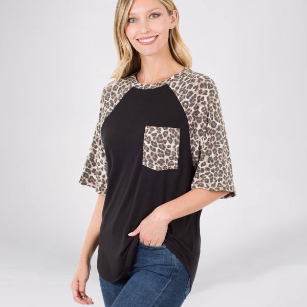 Zenana Ellen leopardikuvioinen paita musta