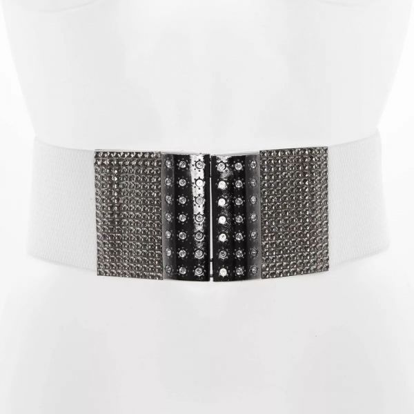 Stretchvyö strassisoljella valkoinen