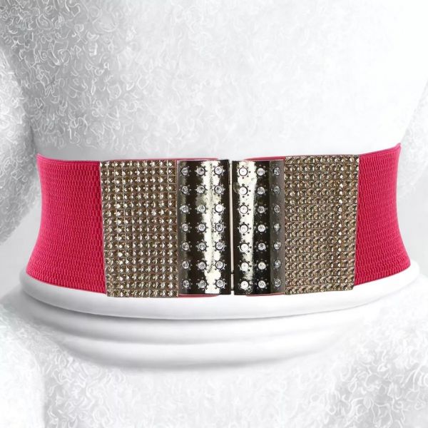 Stretchvyö strassisoljella pinkki