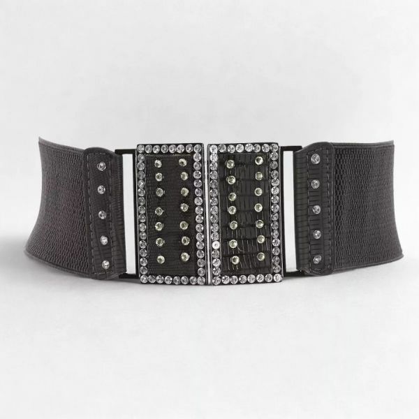 Stretchvyö strasseilla tummanharmaa