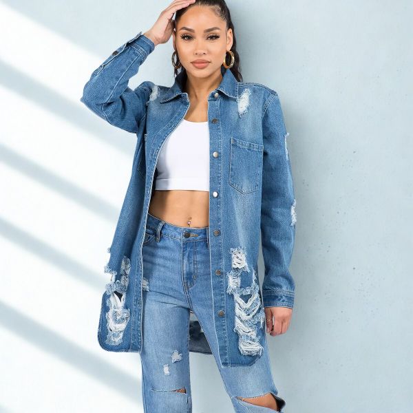 American Bazi Premium Denim paitatakki keskisininen