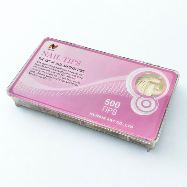 500 kpl ranskalainen kynsitippi laatikossa luonnonvalkoinen