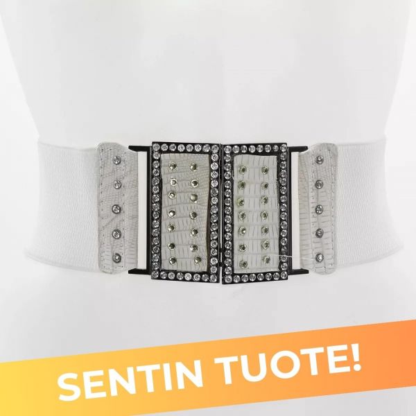 1kpl/tilaus - Stretchvyö strasseilla valkoinen