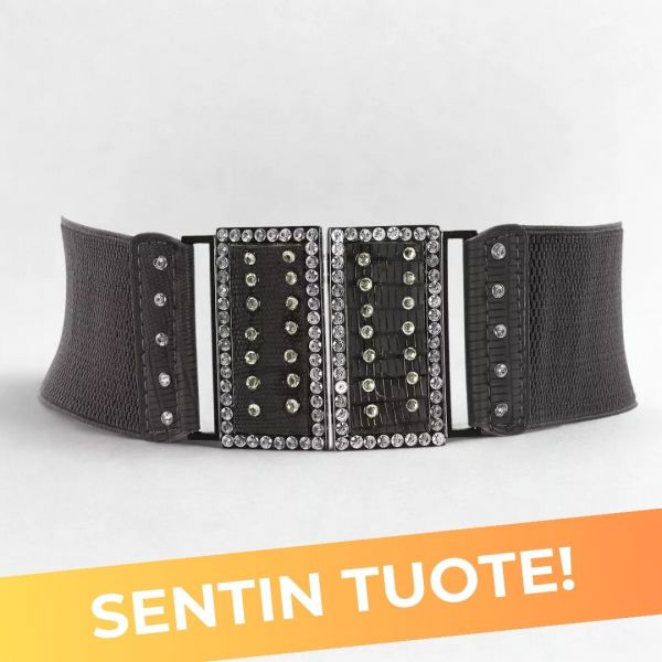 1kpl/tilaus - Stretchvyö strasseilla tummanharmaa