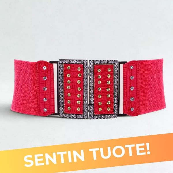 1kpl/tilaus - Stretchvyö strasseilla pinkki