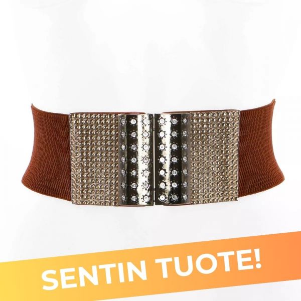 1kpl/tilaus - Stretchvyö strassisoljella ruskea