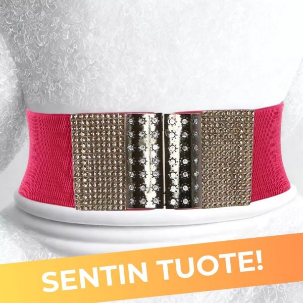 1 kpl/ tilaus - Stretchvyö strassisoljella pinkki