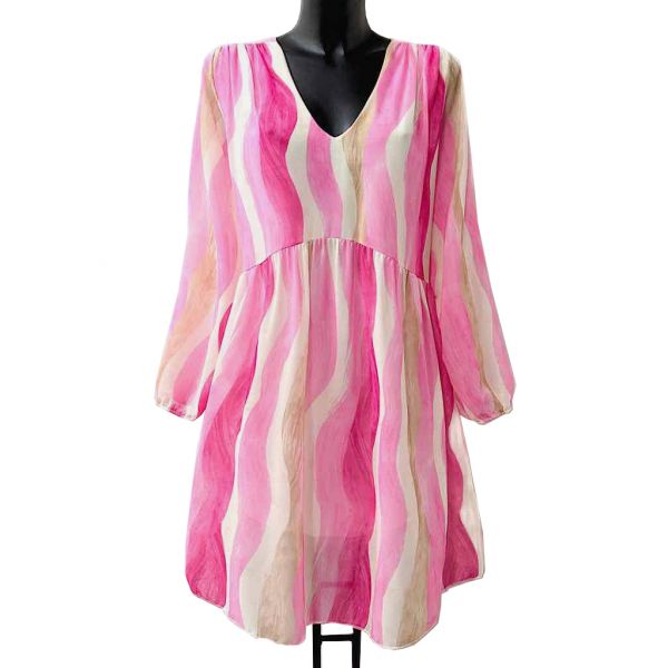 Elle Clemence aaltokuvioinen mekko pinkki